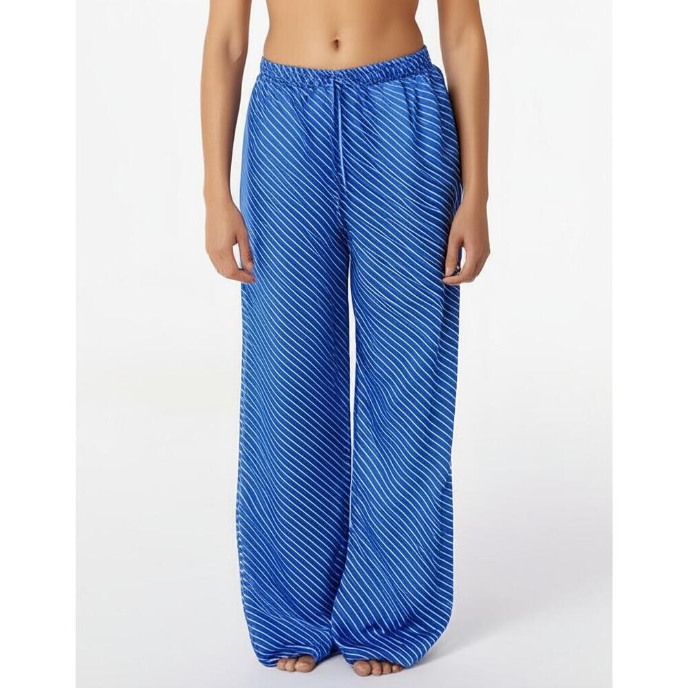 French Dressing XL Blue White Striped Palazzo Lounge Pants NWOT Wide Leg